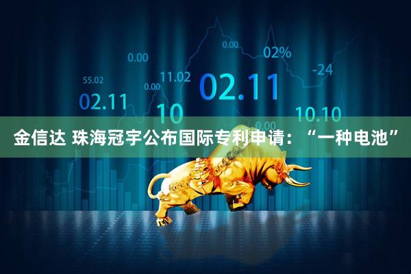金信达 珠海冠宇公布国际专利申请：“一种电池”